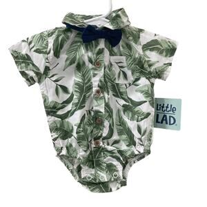 Little Lad Baby 2 Piece Hawaiian Romper Button Up Shirt with Bow 0/3 months